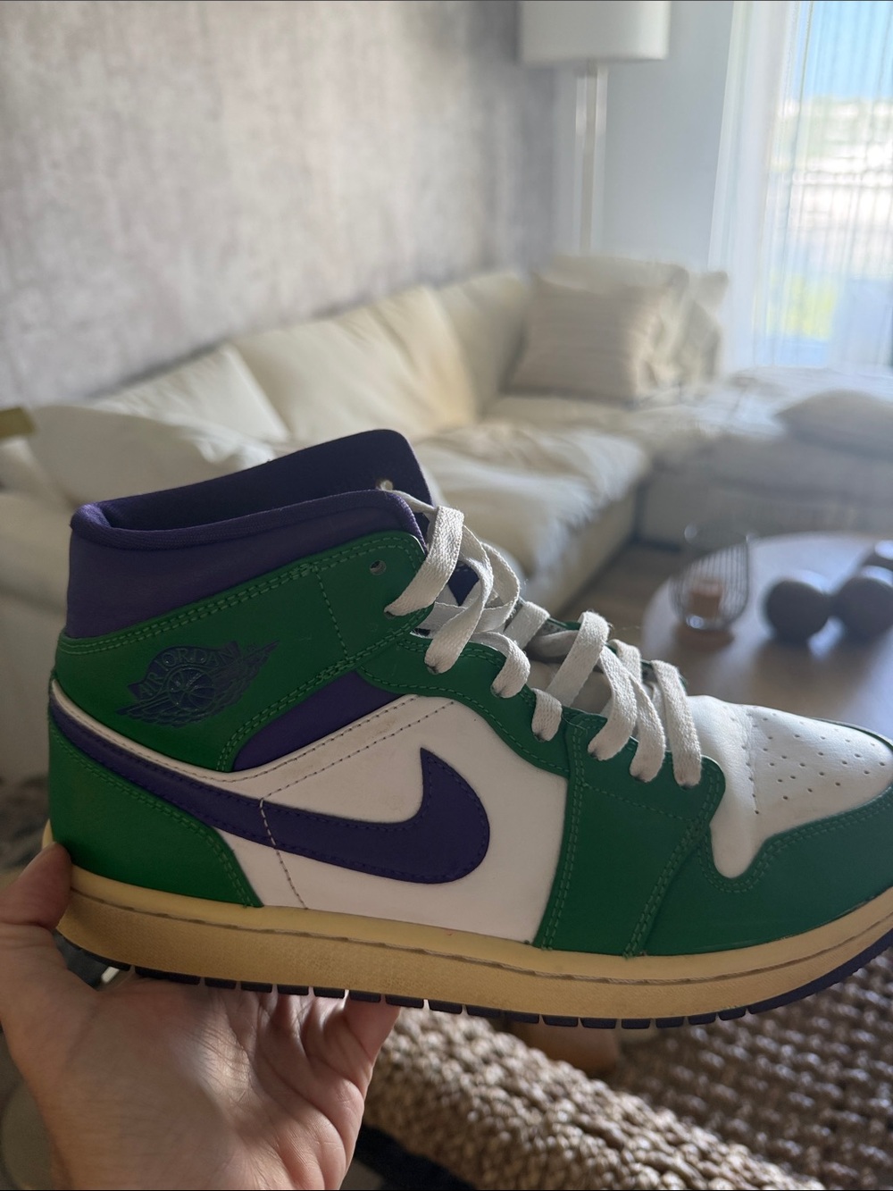 Nike Air Jordan 1 Mid Green Purple White